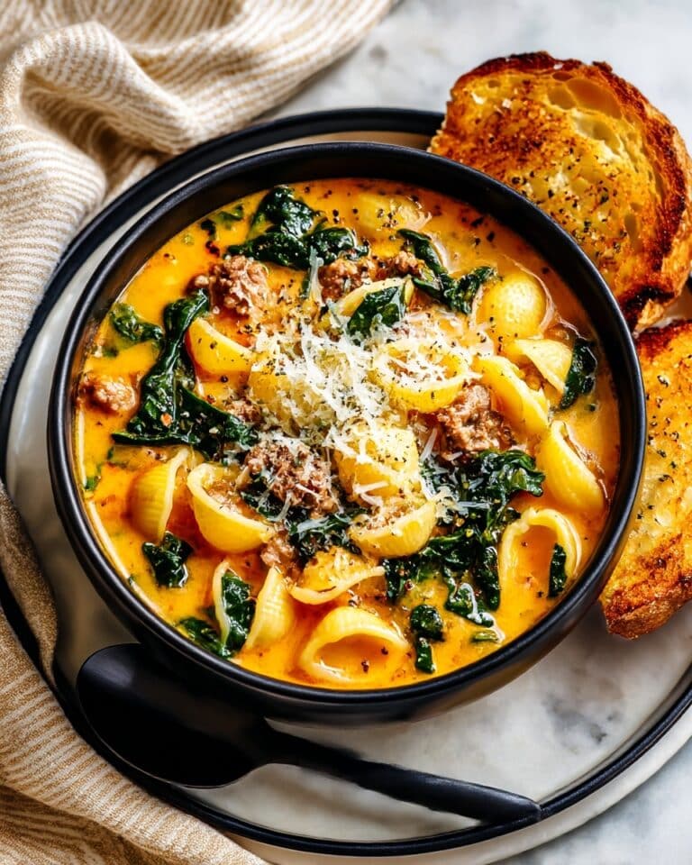 Creamy Pumpkin Sausage Soup with Tortellini and Kale Recipe