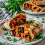 Black Bean Sweet Potato Burritos with Avocado Cream Recipe