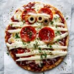 Spooky Halloween Flatbread Mummy Pizzas Recipe