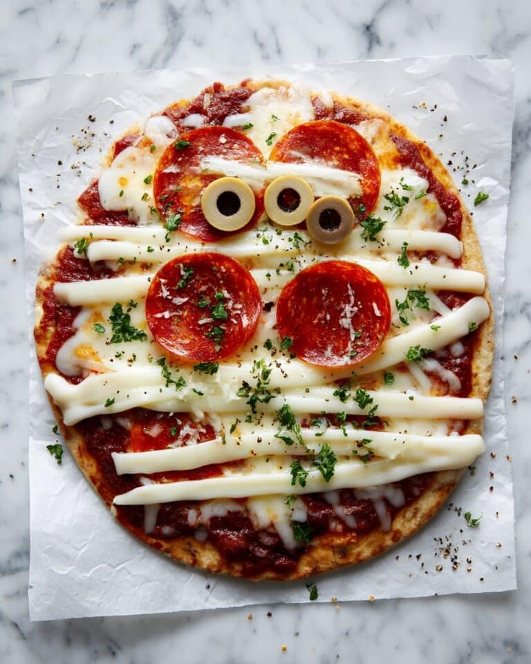 Spooky Halloween Flatbread Mummy Pizzas Recipe