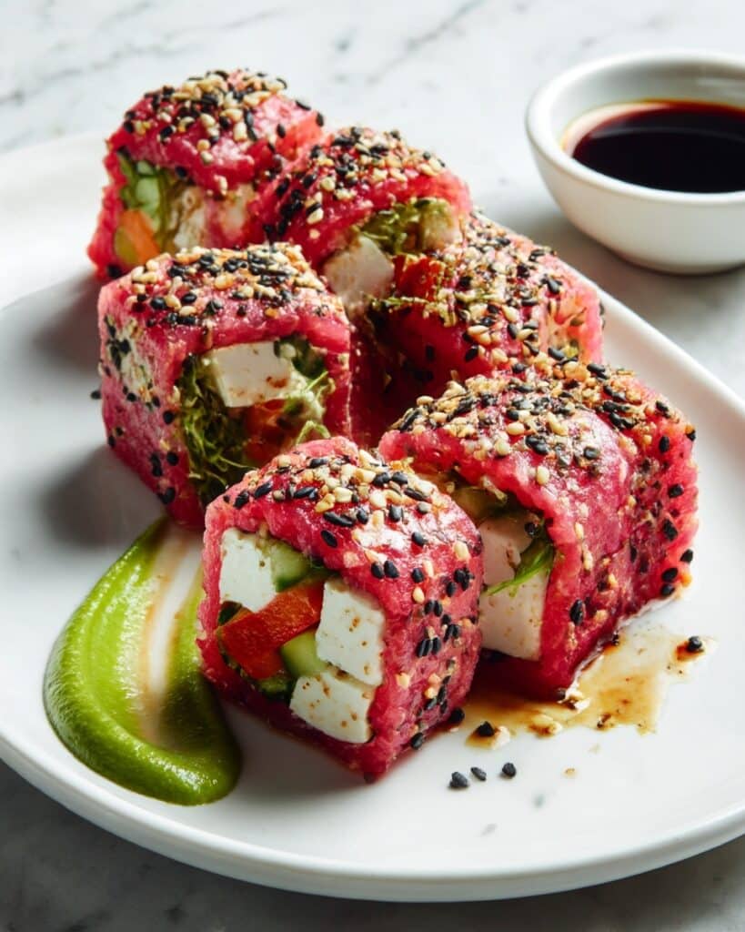 Beetroot Sushi with Wasabi Avocado Cream Recipe