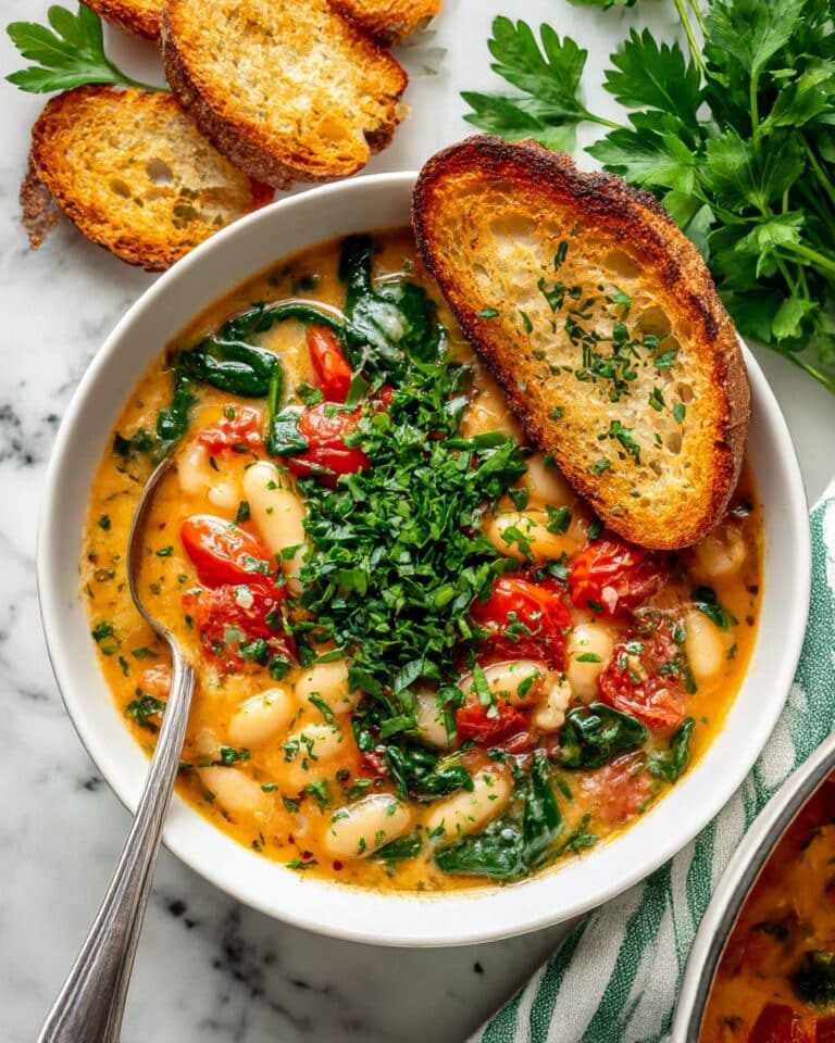 Roasted Tomato and White Bean Stew with Lemon-Parsley Garnish Recipe