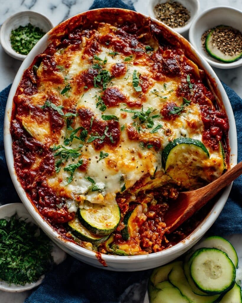 Zucchini Ground Beef Casserole with Quinoa and Mozzarella Recipe