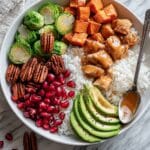 Sweet Potato and Brussels Sprouts Harvest Bowls with Coconut Rice and Curry Chicken Recipe